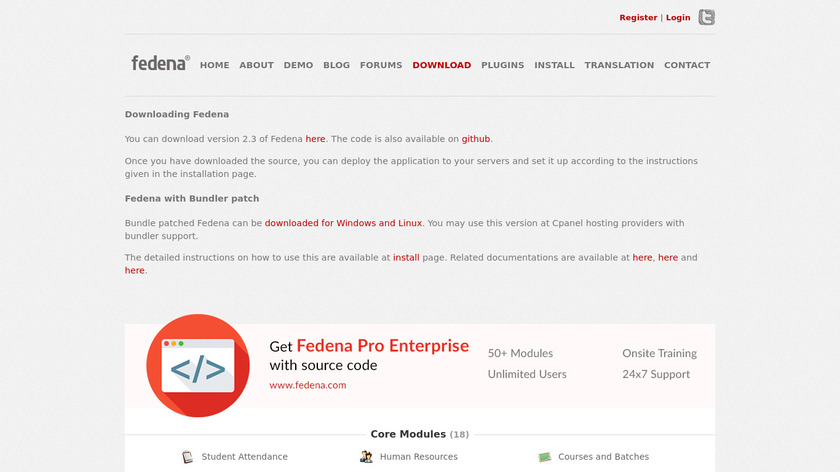 projectfedena.org Fedena Pro Landing Page