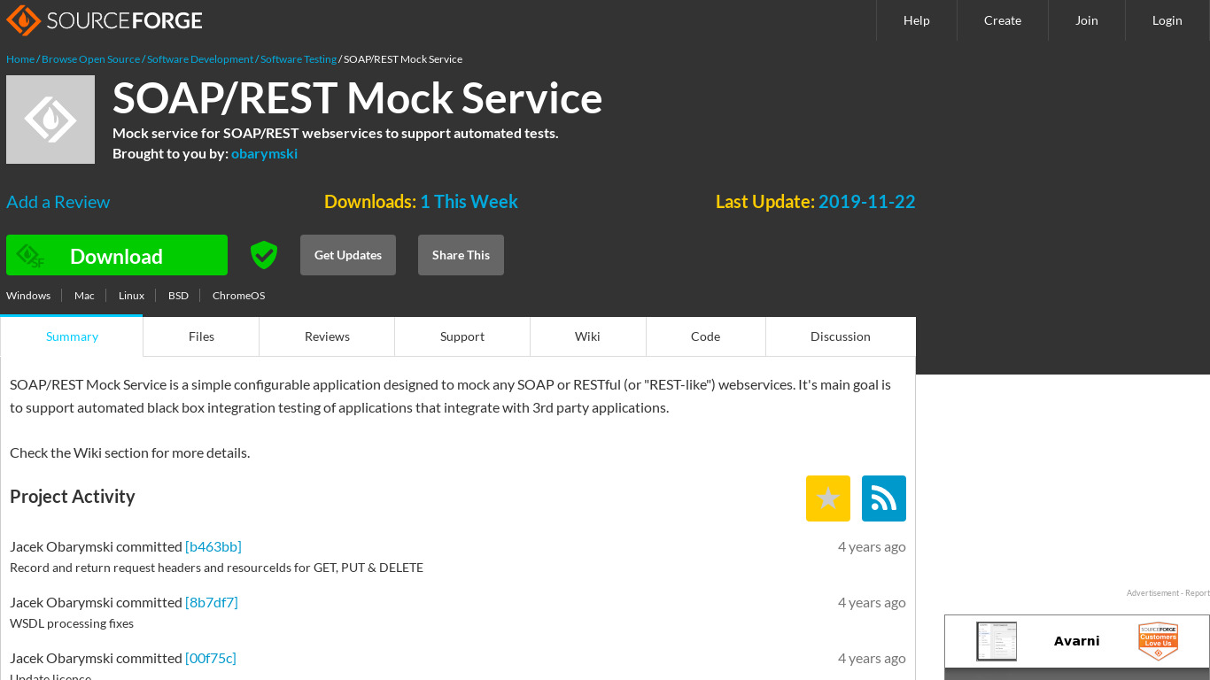 SOAP/REST Mock Service Landing page