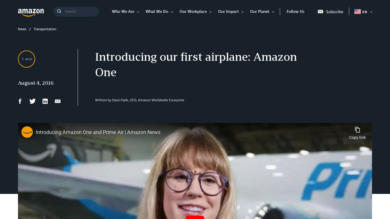 Amazon One Landing page