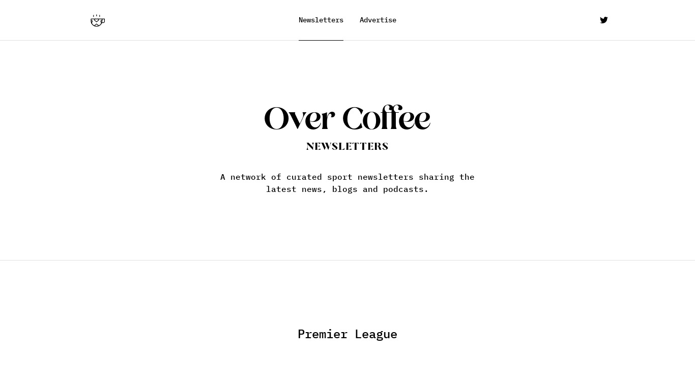 Over Coffee Landing page