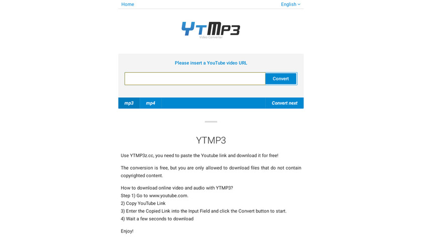 YTMP3z.cc Landing Page