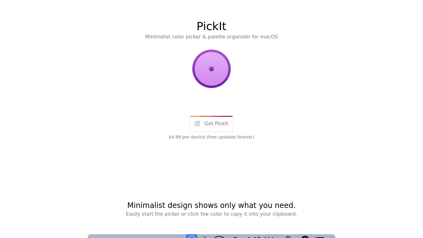 PickIt – Color Picker Landing page