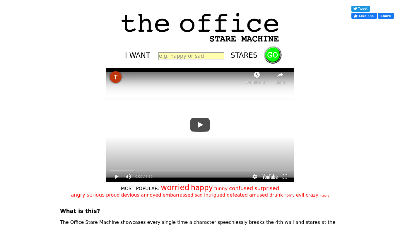 The Office Stare Machine Landing page