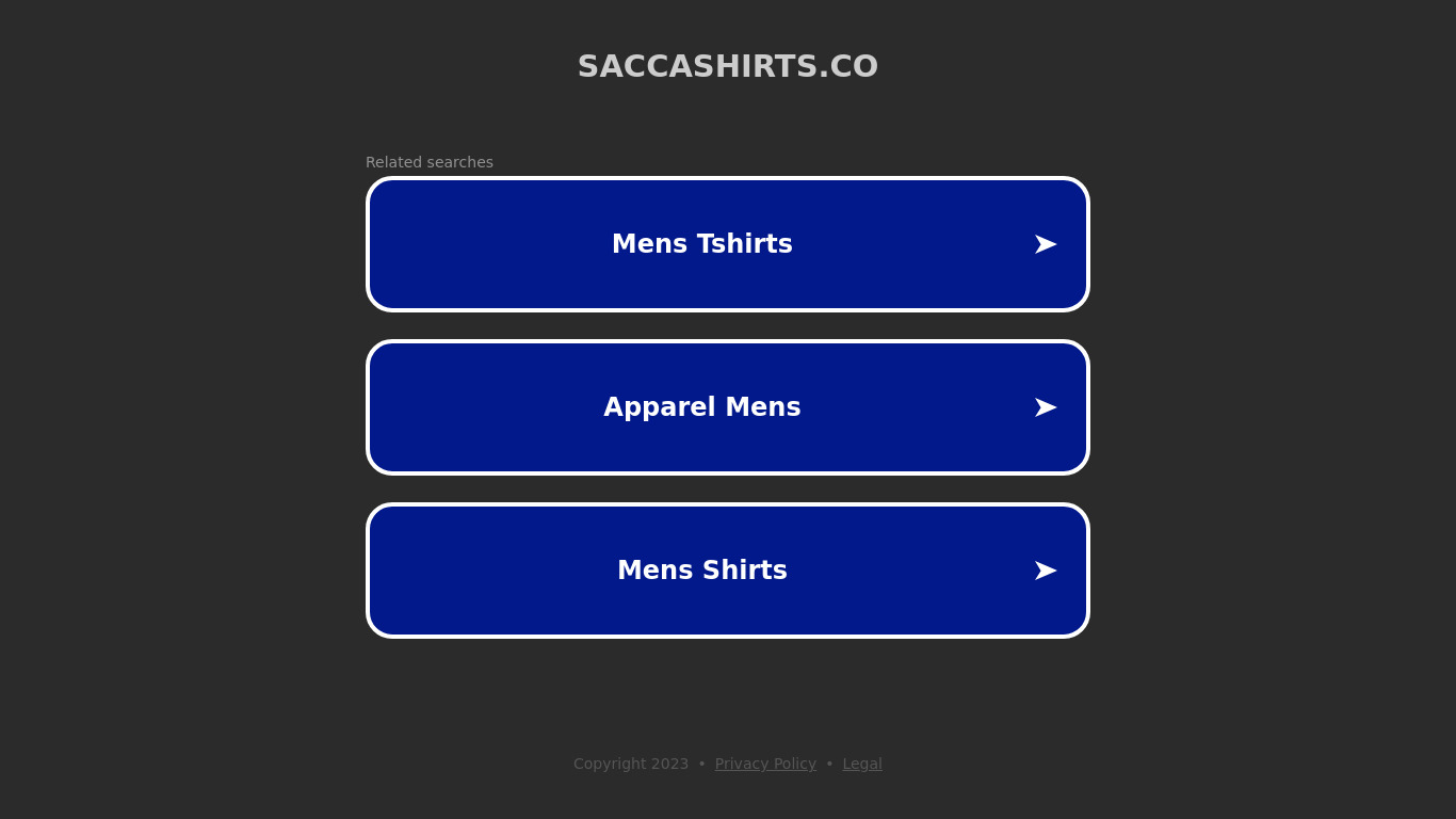 Sacca Shirts Landing page