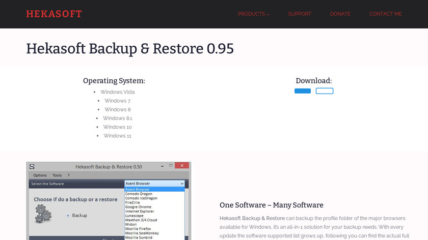 Hekasoft Backup & Restore Landing Page