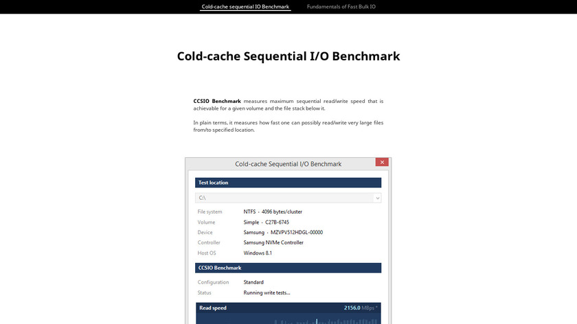 Cold-cache Sequential I/O Benchmark Landing Page