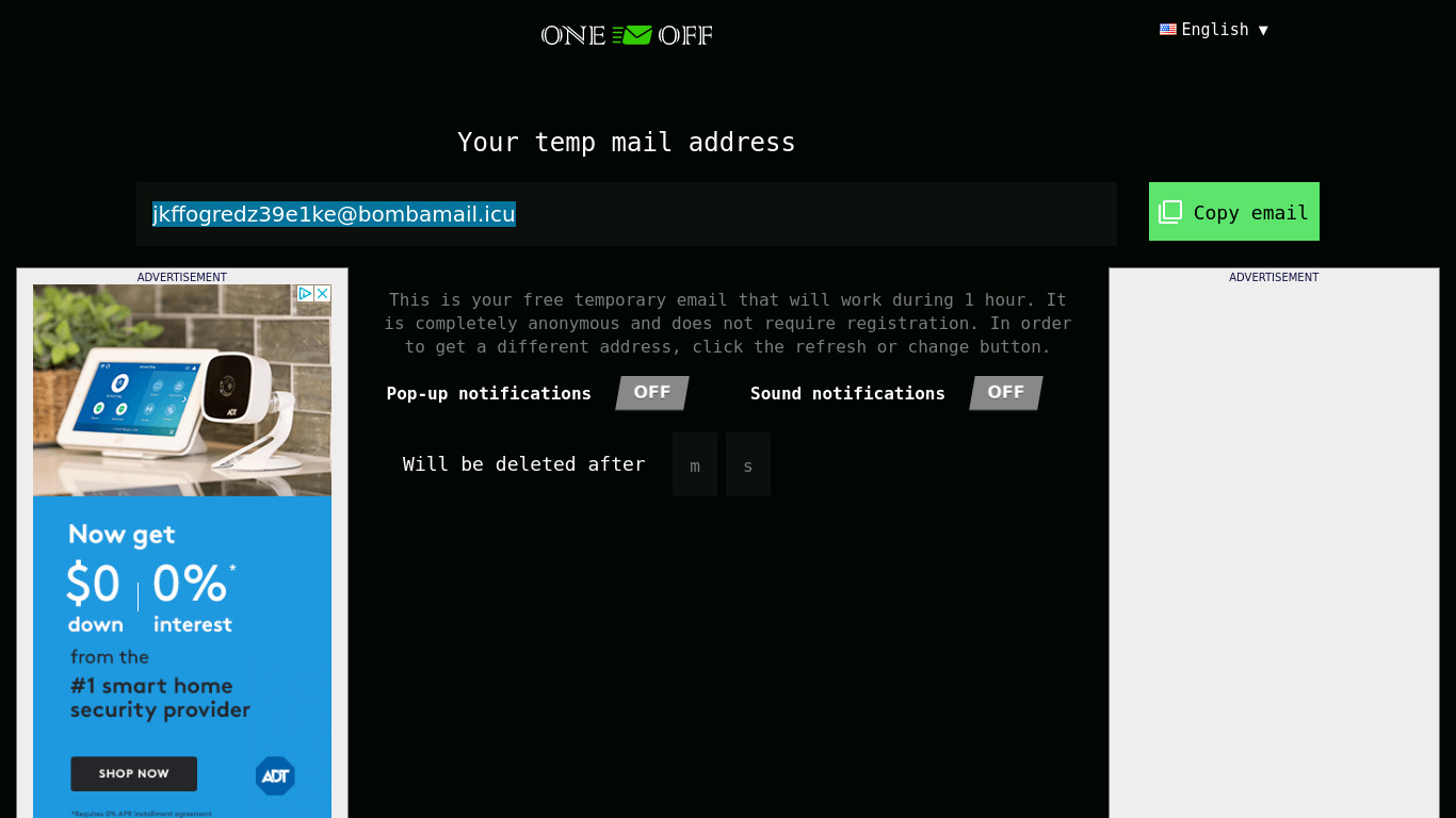 One-Off.email Landing page