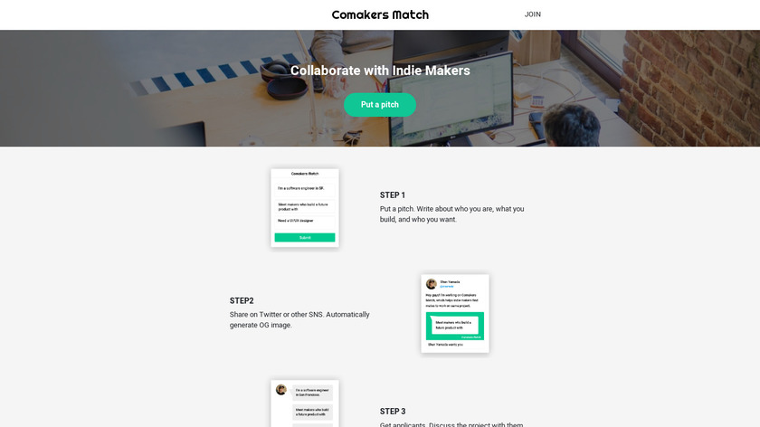 Comakers Match Landing Page