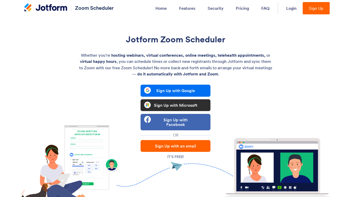 Jotform Zoom Scheduler Landing page