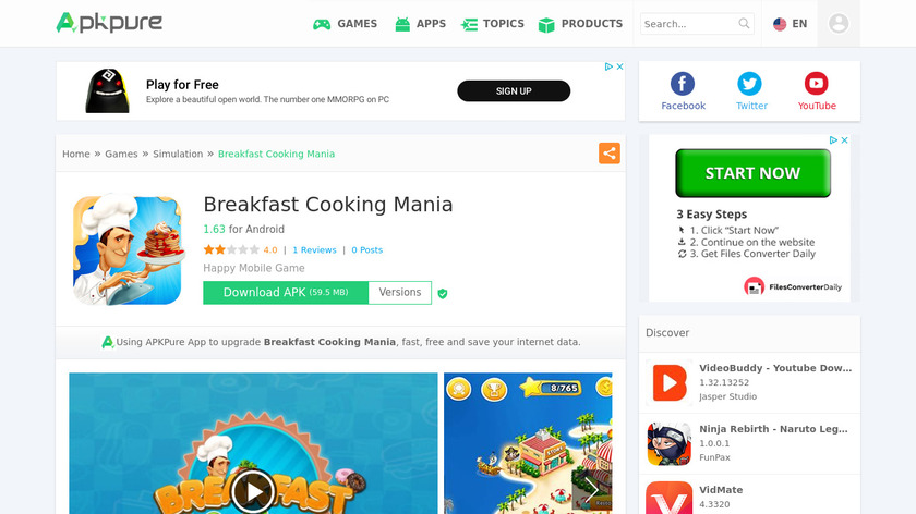 Breakfast Cooking Mania Landing Page