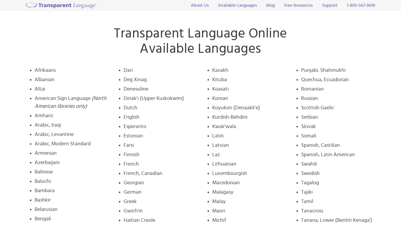 Transparent Language Online Landing page