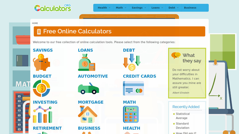 Calculators.org Landing Page