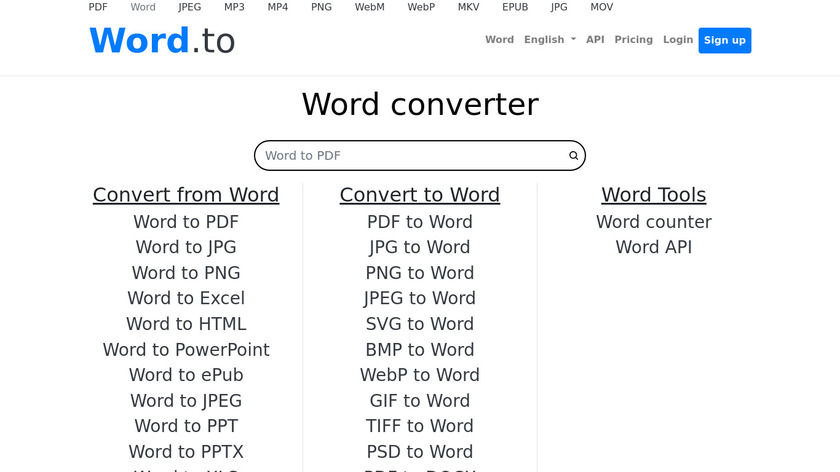 Word.to Landing Page