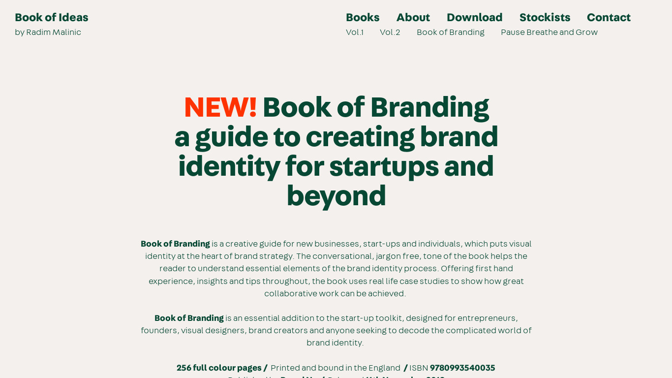 Book of Ideas Landing page