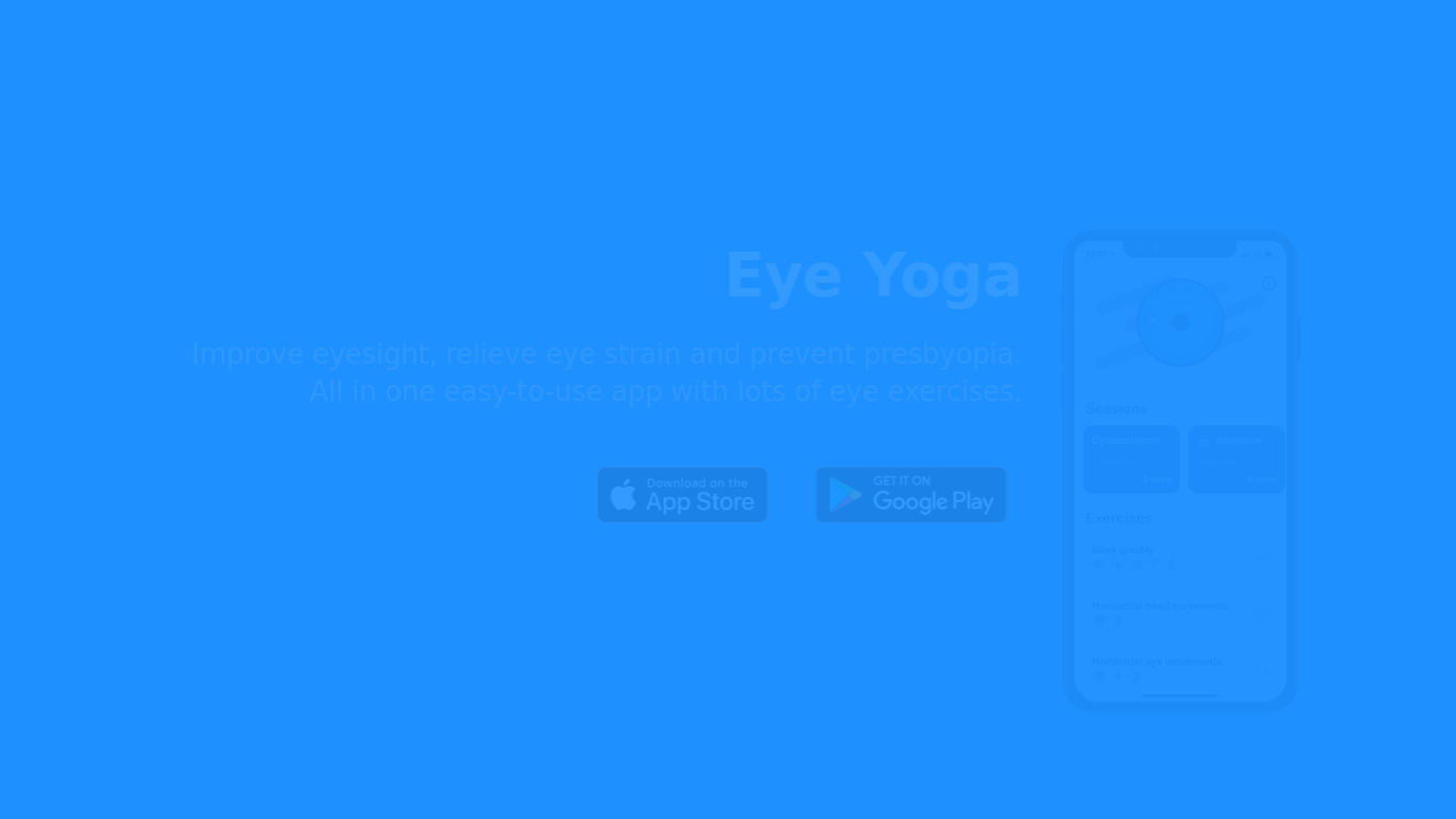 Eye Yoga Landing page