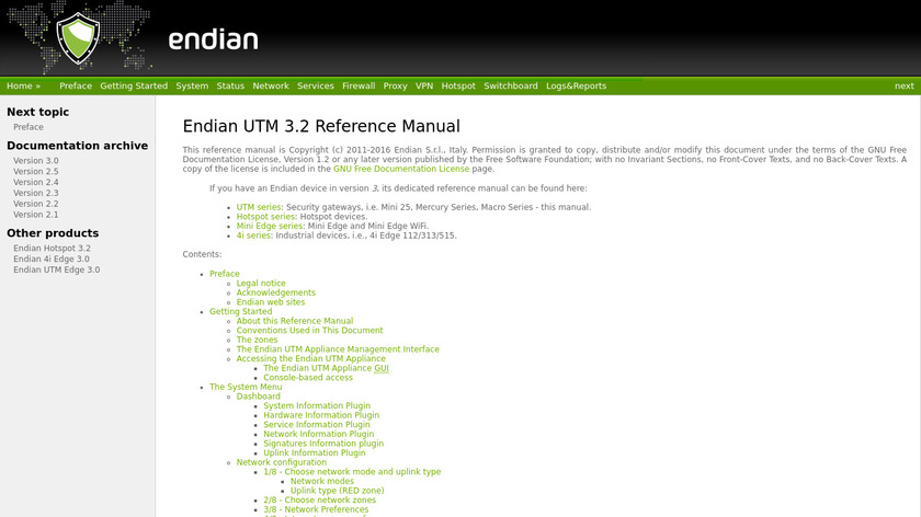 Endian UTM Landing Page
