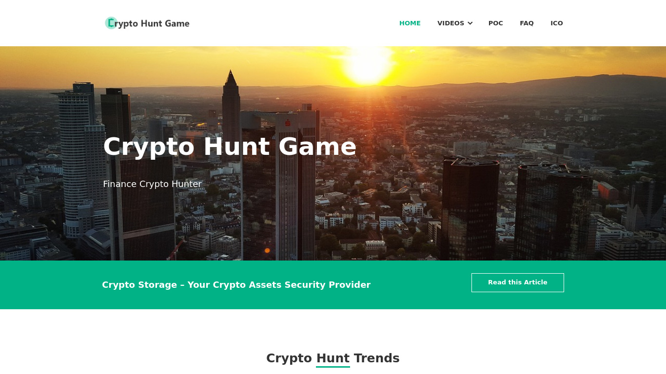 Crypto Hunt Landing page