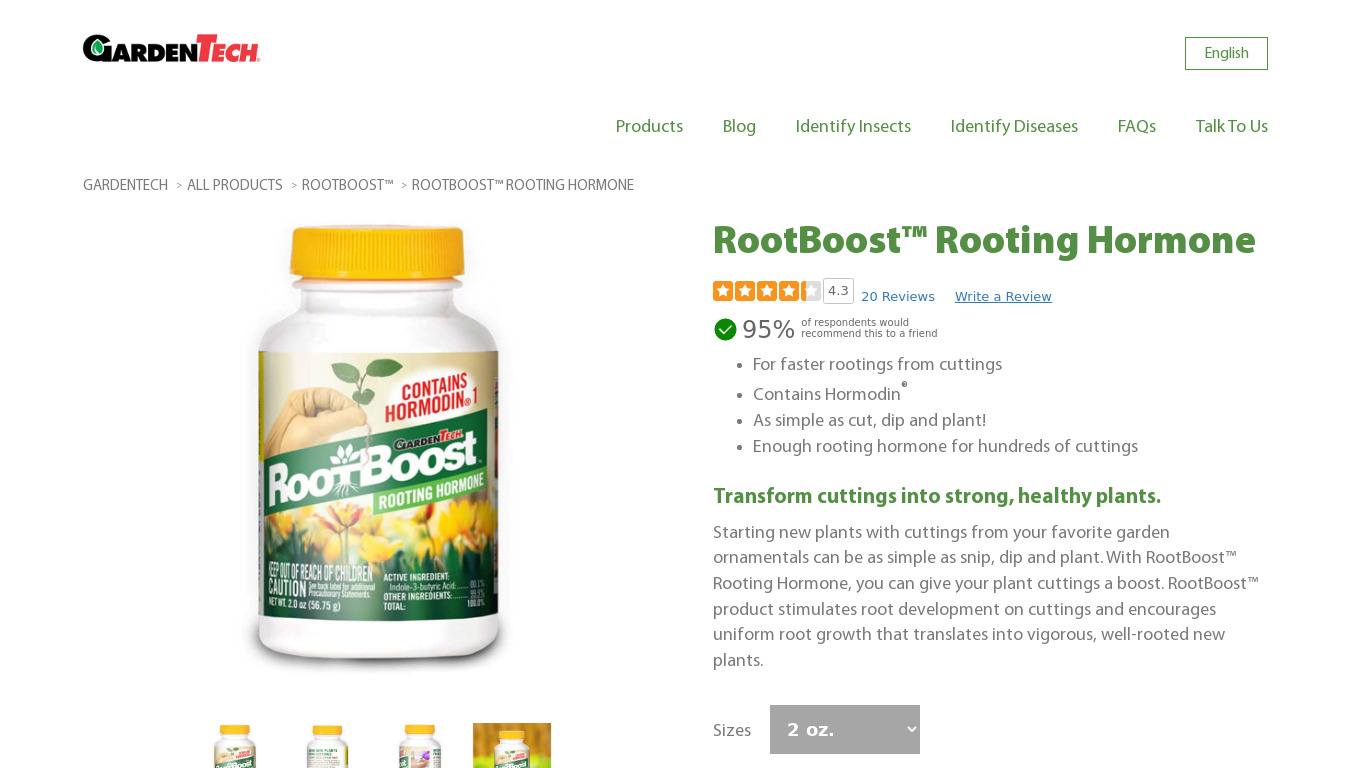 Root Booster Landing page