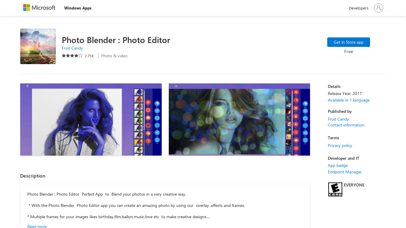 Photo Blender Landing page