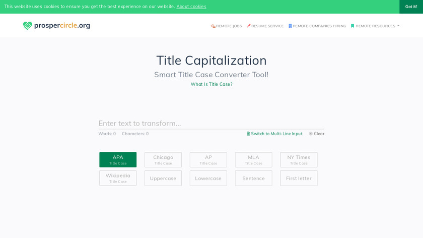 Capitalize My Titles Landing Page