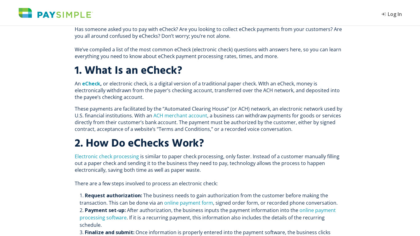 qCheck Payments Landing page