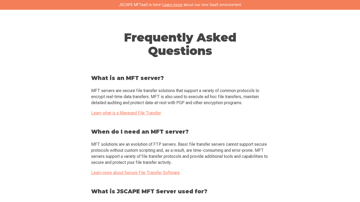 JSCAPE MFT Server Landing page