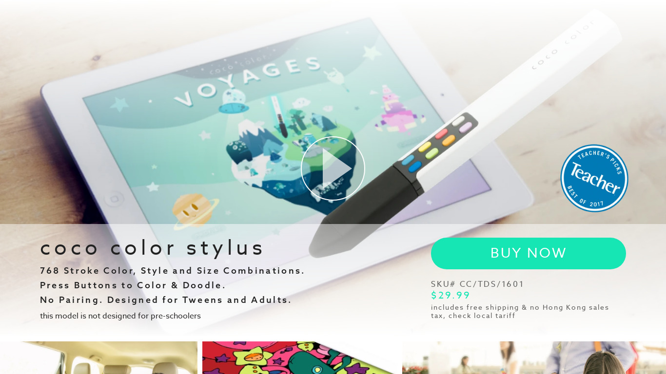 Coco Color Stylus Landing page