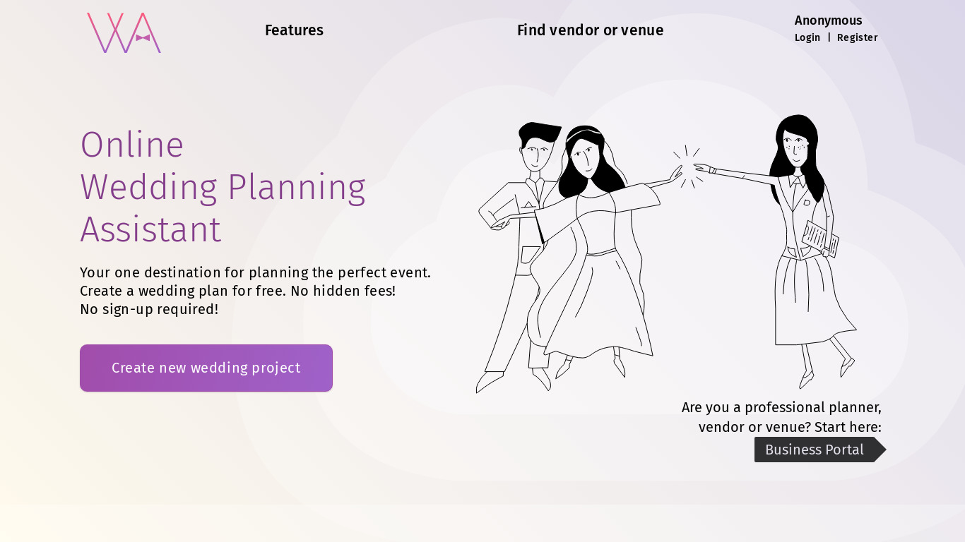 Wedding Planning Assistant Landing page