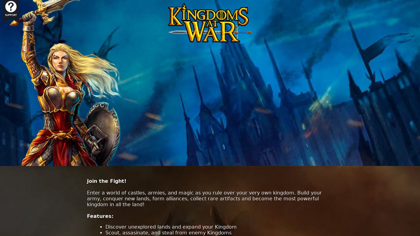 Kingdoms at War Landing page