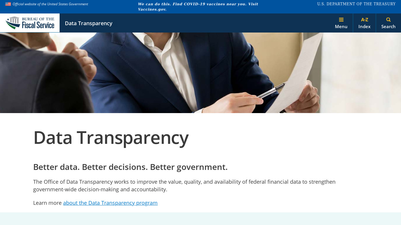 Data Transparency Landing page