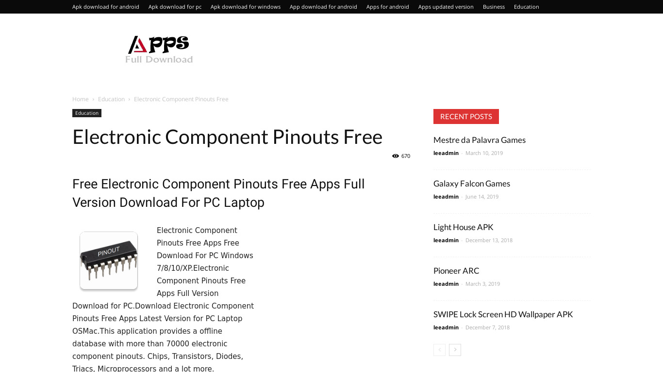 Electronic Component Pinouts Full Landing page