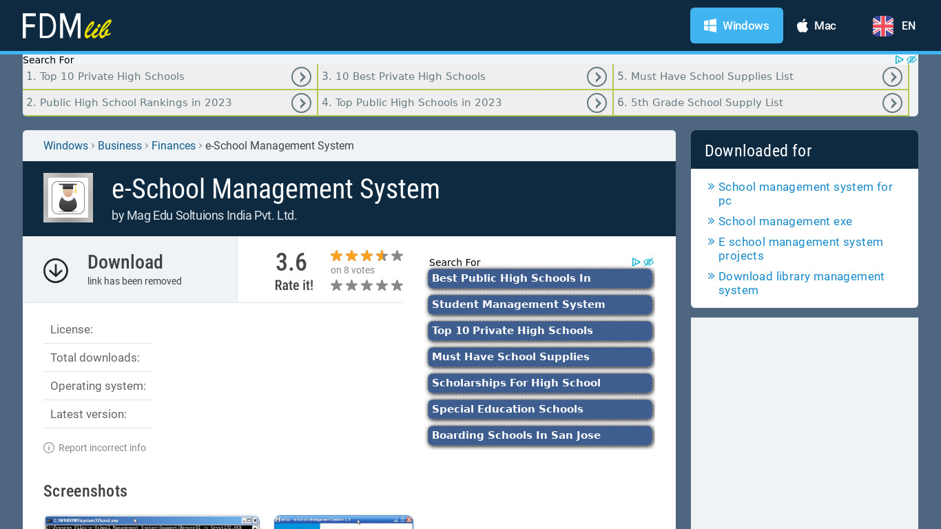 E-School Management System Landing page