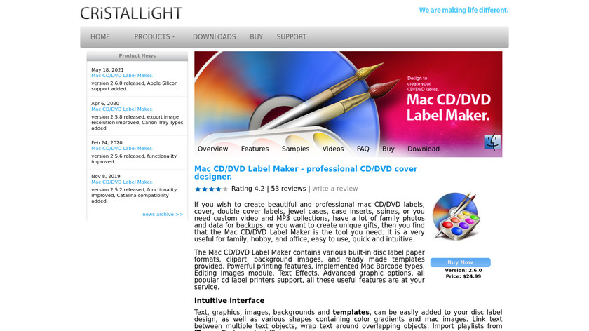 Mac CD/DVD Label Maker Landing Page