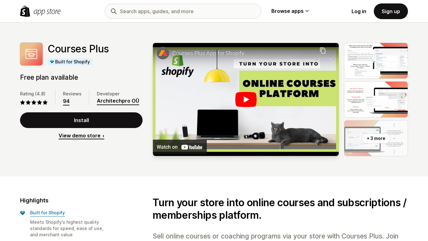 Courses Landing page