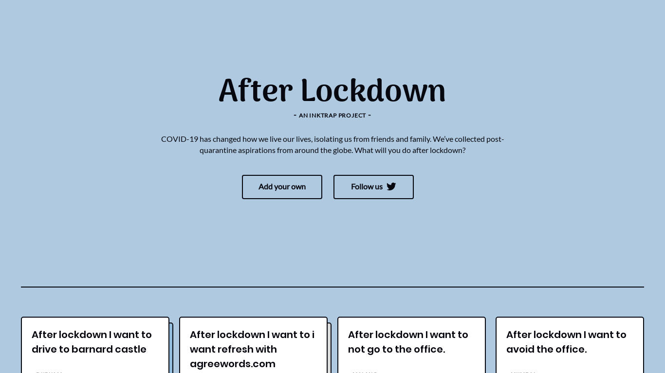 After Lockdown Landing page