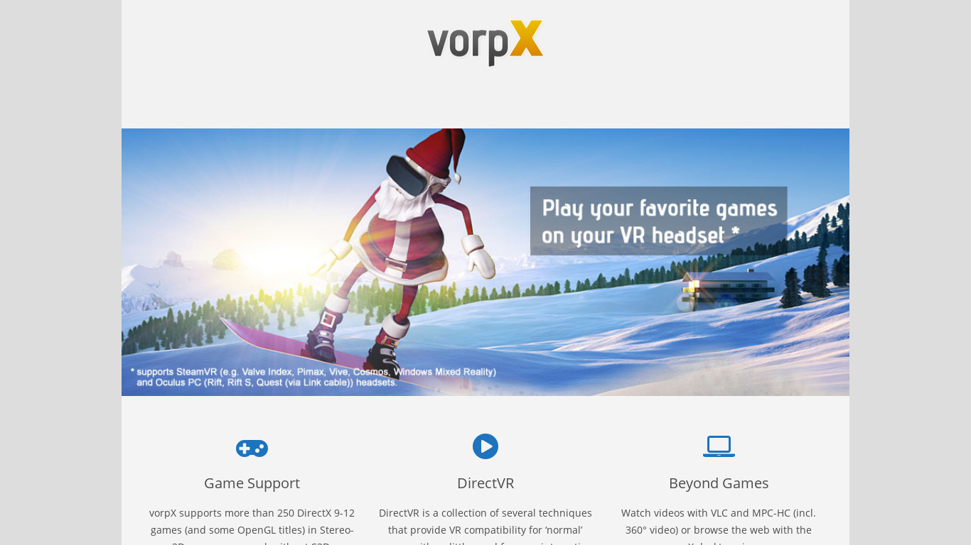 VorpX Landing page