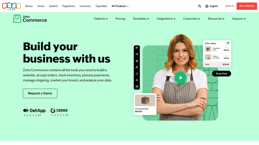 Zoho Commerce Landing Page
