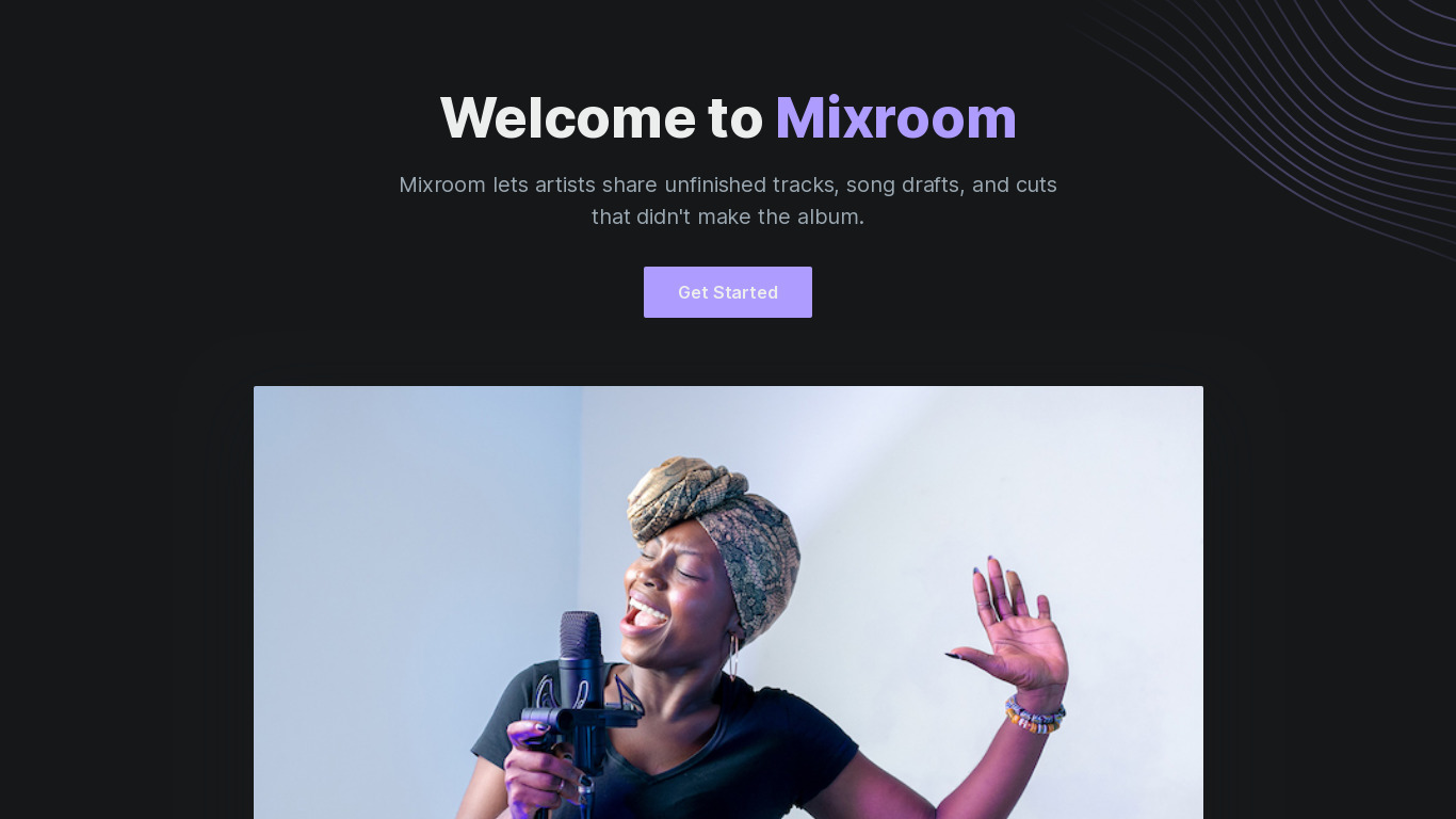 Mixroom.app Landing page