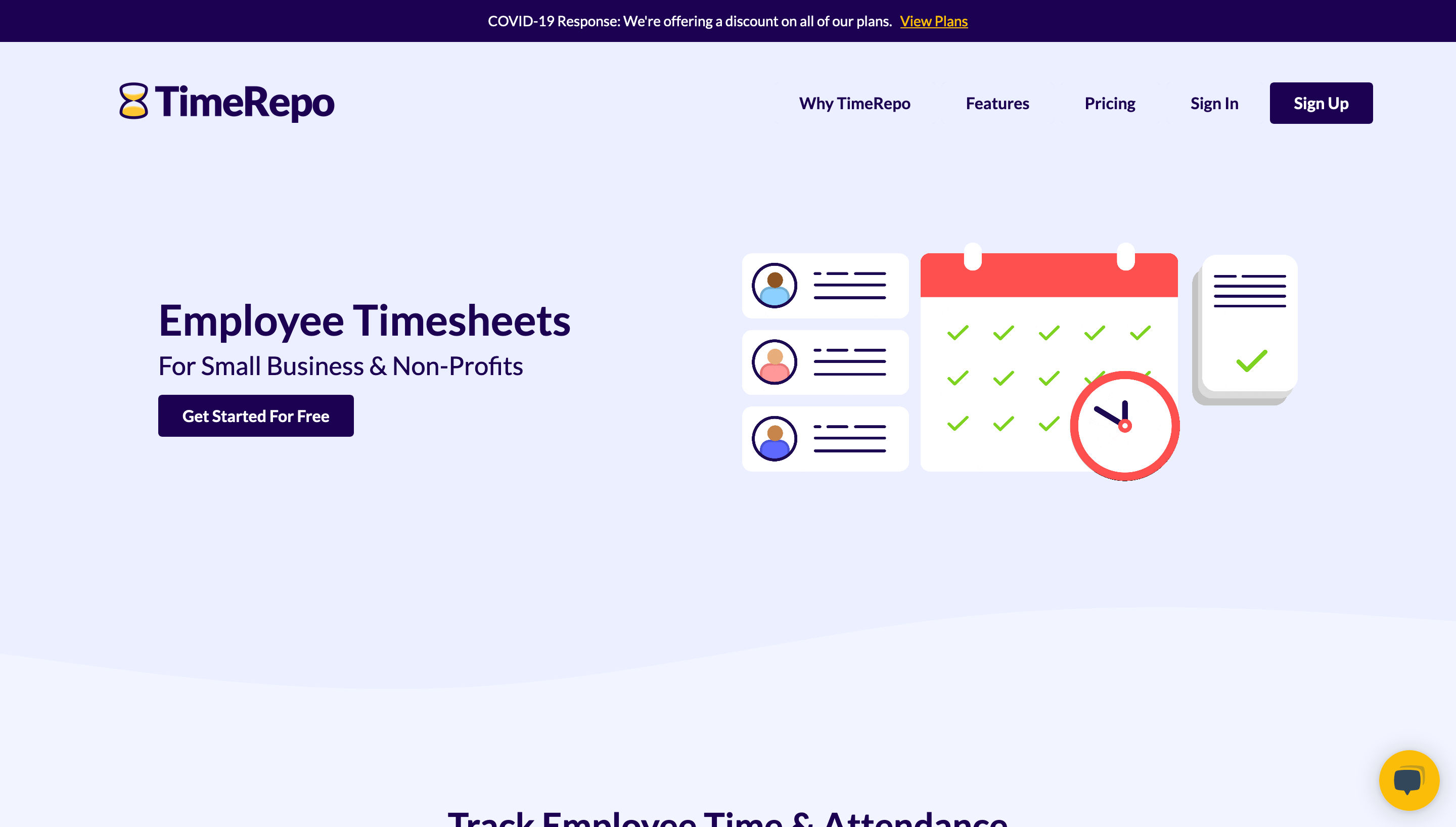 TimeRepo Landing page