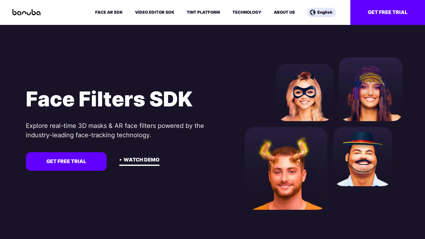 Banuba - Face Filters SDK Landing page