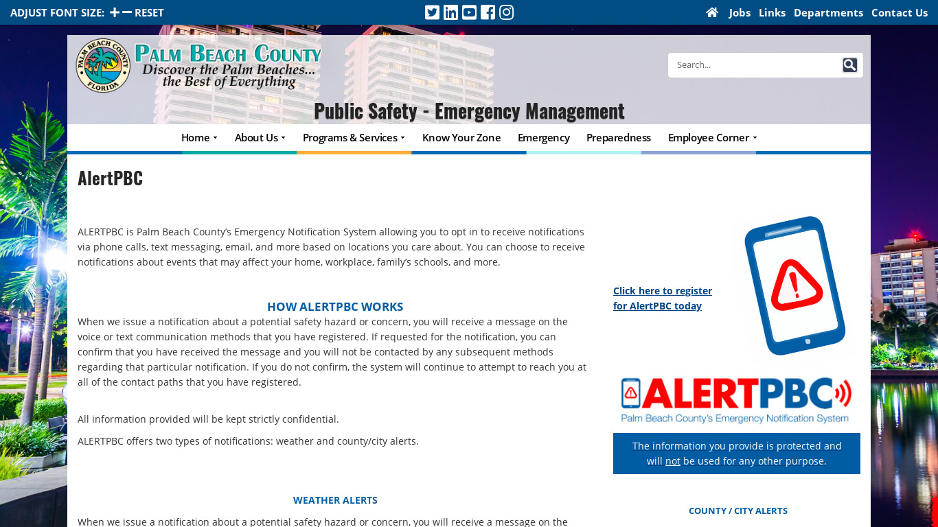 Alert Public Safety Landing page