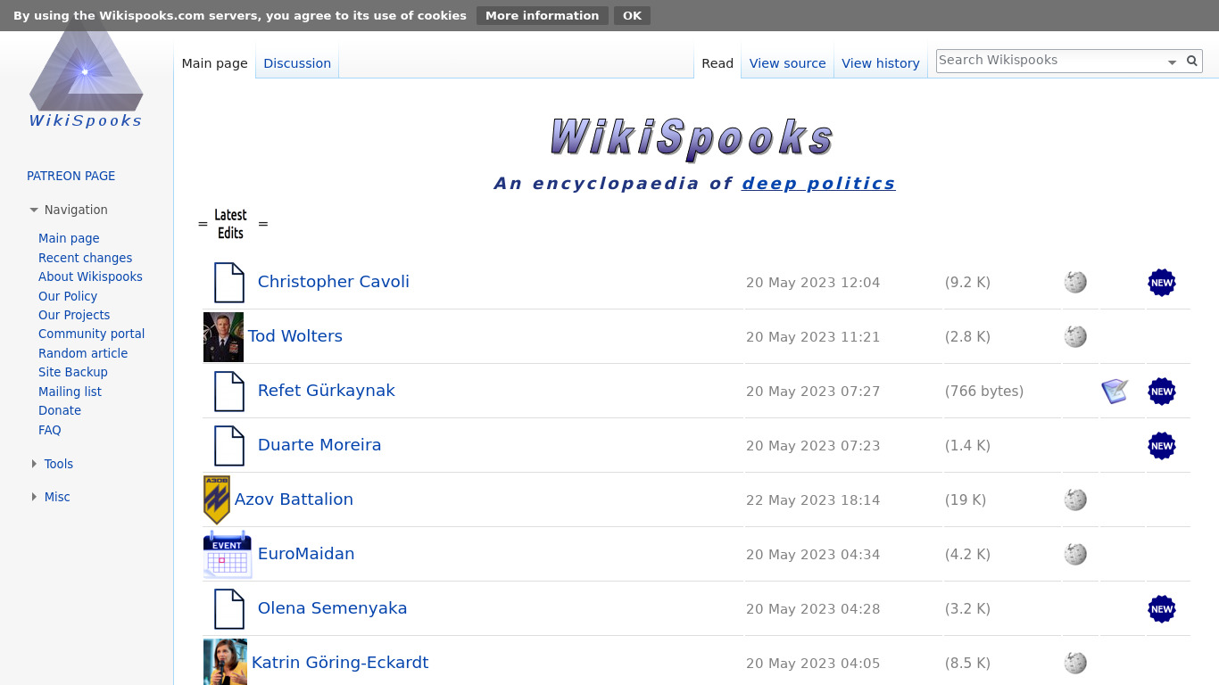 WikiSpooks.com Landing page