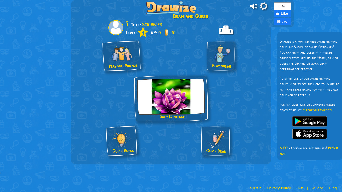 Drawize: Draw and Guess Landing page