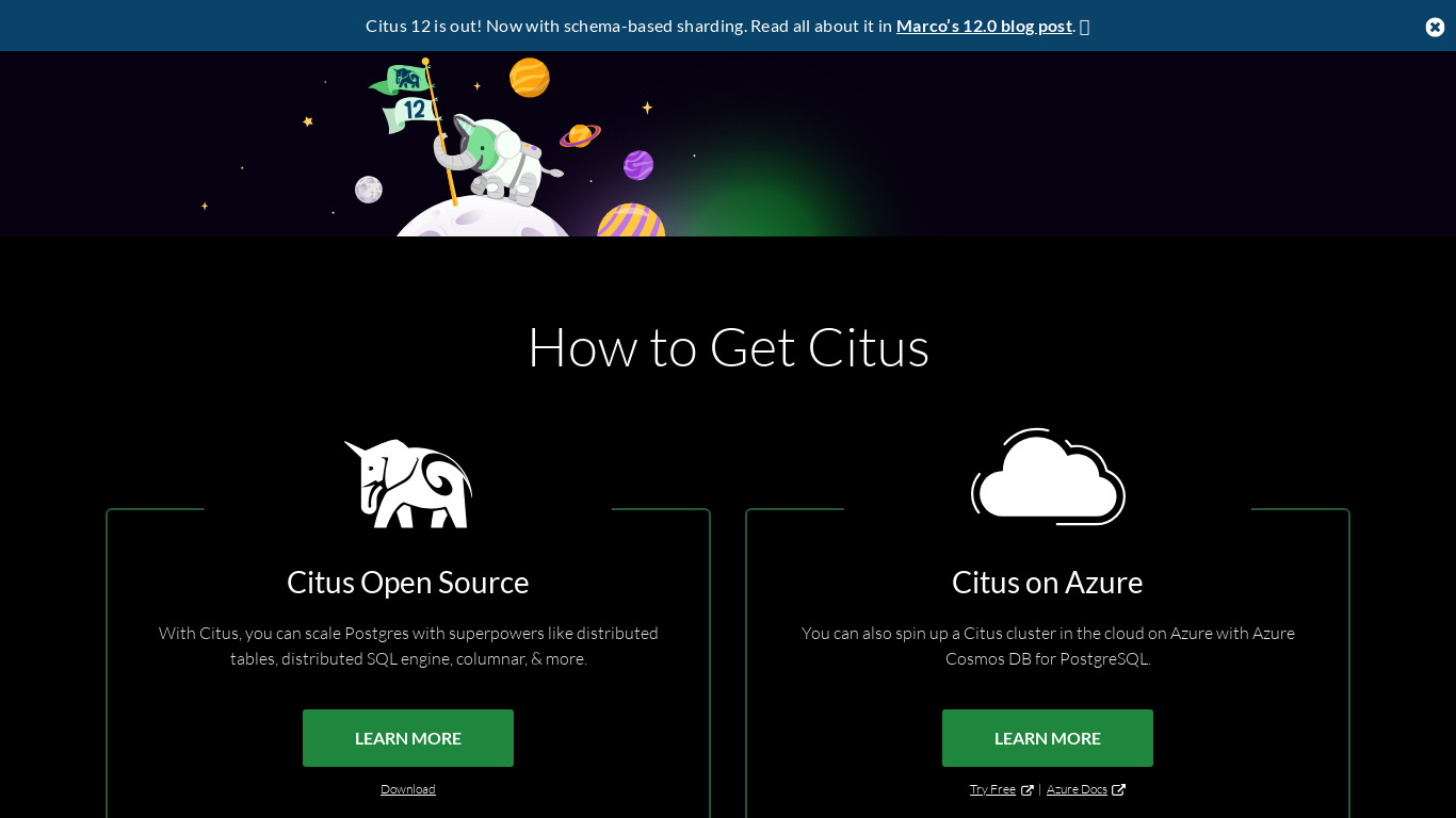 Citus Cloud Landing page