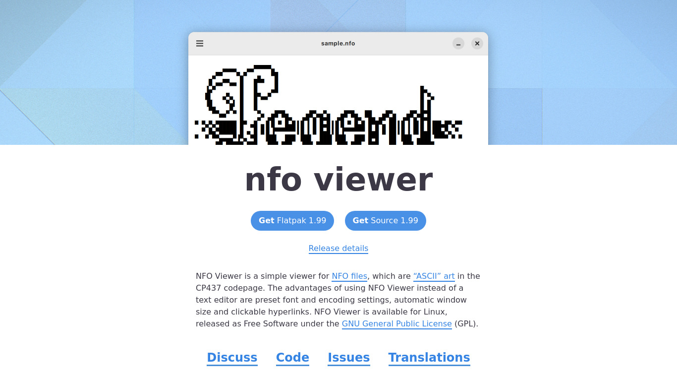 NFO Viewer Landing page