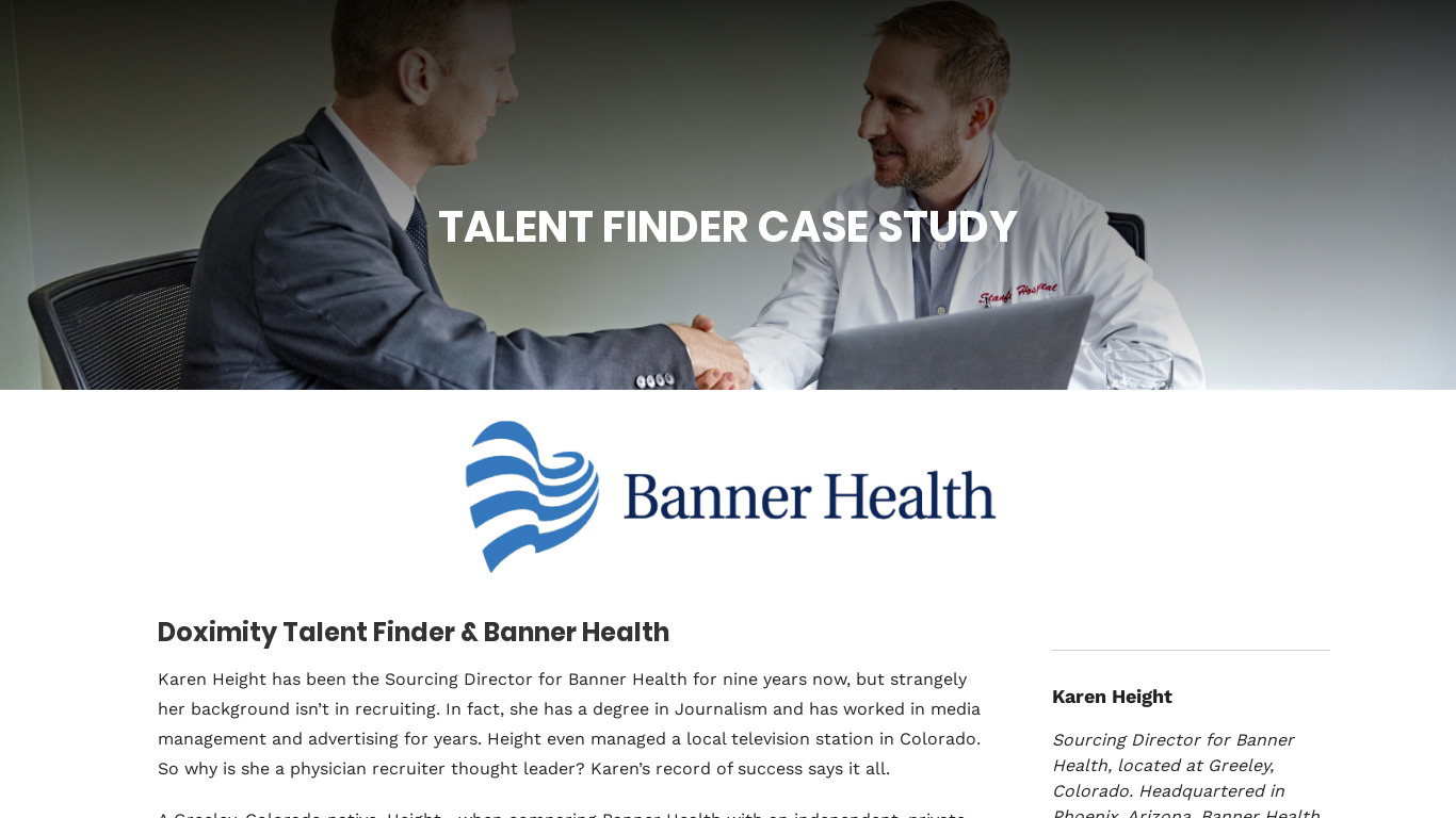Doximity Talent Finder Landing page