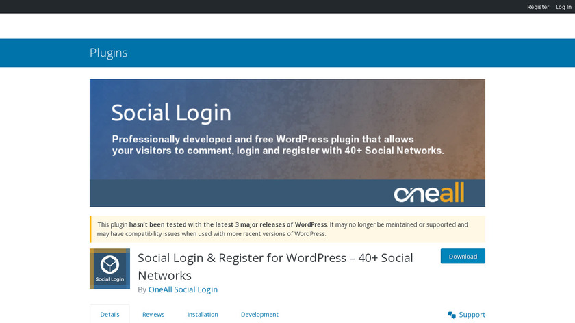 Social Login Plugin Landing Page