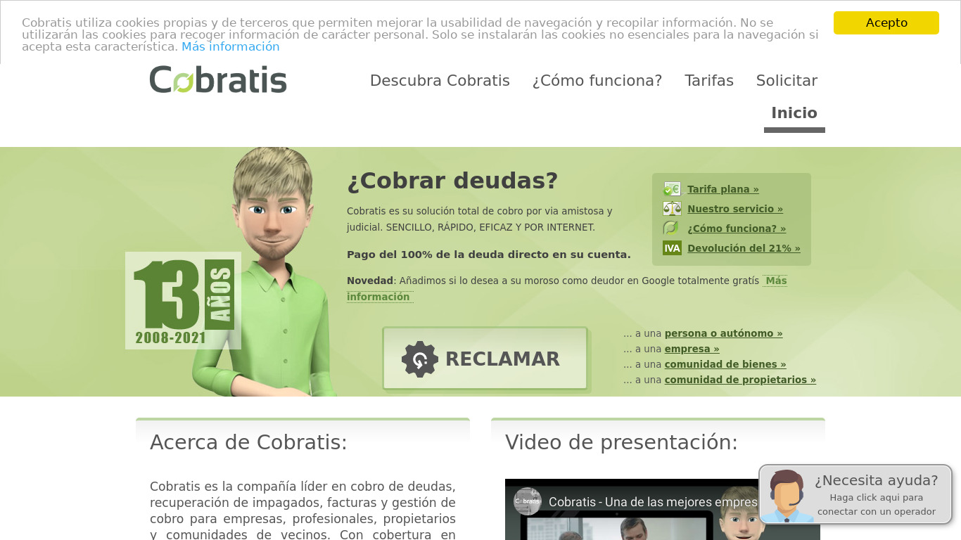 Cobratis.es Landing page
