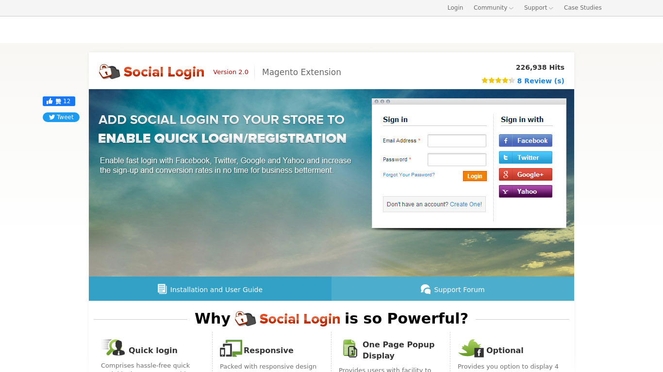Apptha Social Login Landing page