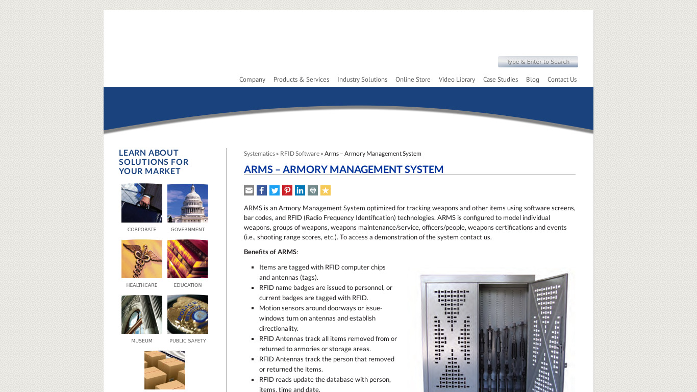 RFID Armory Management System Landing page
